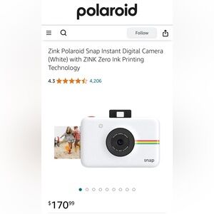 Zink Polaroid Snap Instant Digital Camera with ZINK Zero Ink Printing Technology